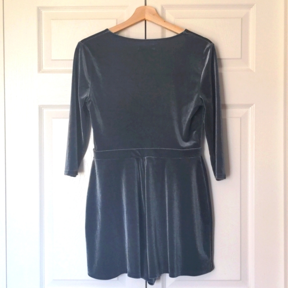 Velvet Romper Blue Grey 3/4 Sleeves - Picture 6 of 8